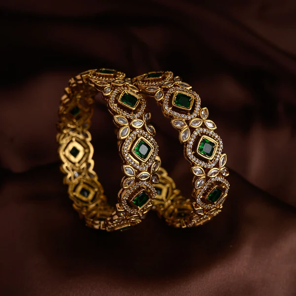 Green Block Floral Bangles